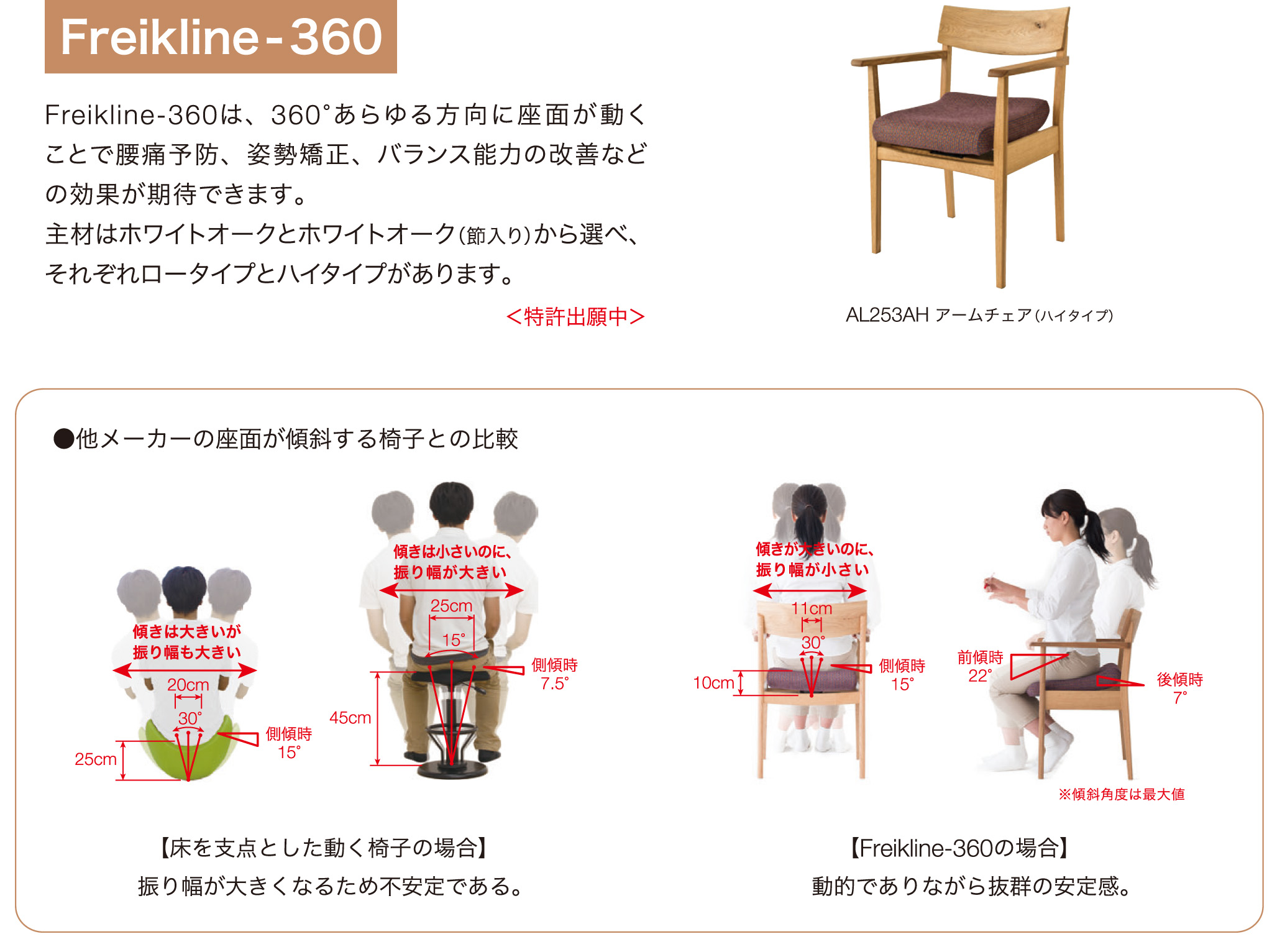 　【Freikline-360】腰にやさしい椅子　